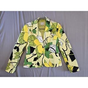 Bandolera Blazer Jacket Womens 18 Green Floral Tropical Resort